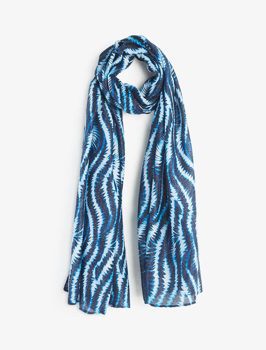 Foulard à imprimé vagues fondus irisées - Bleu - 4