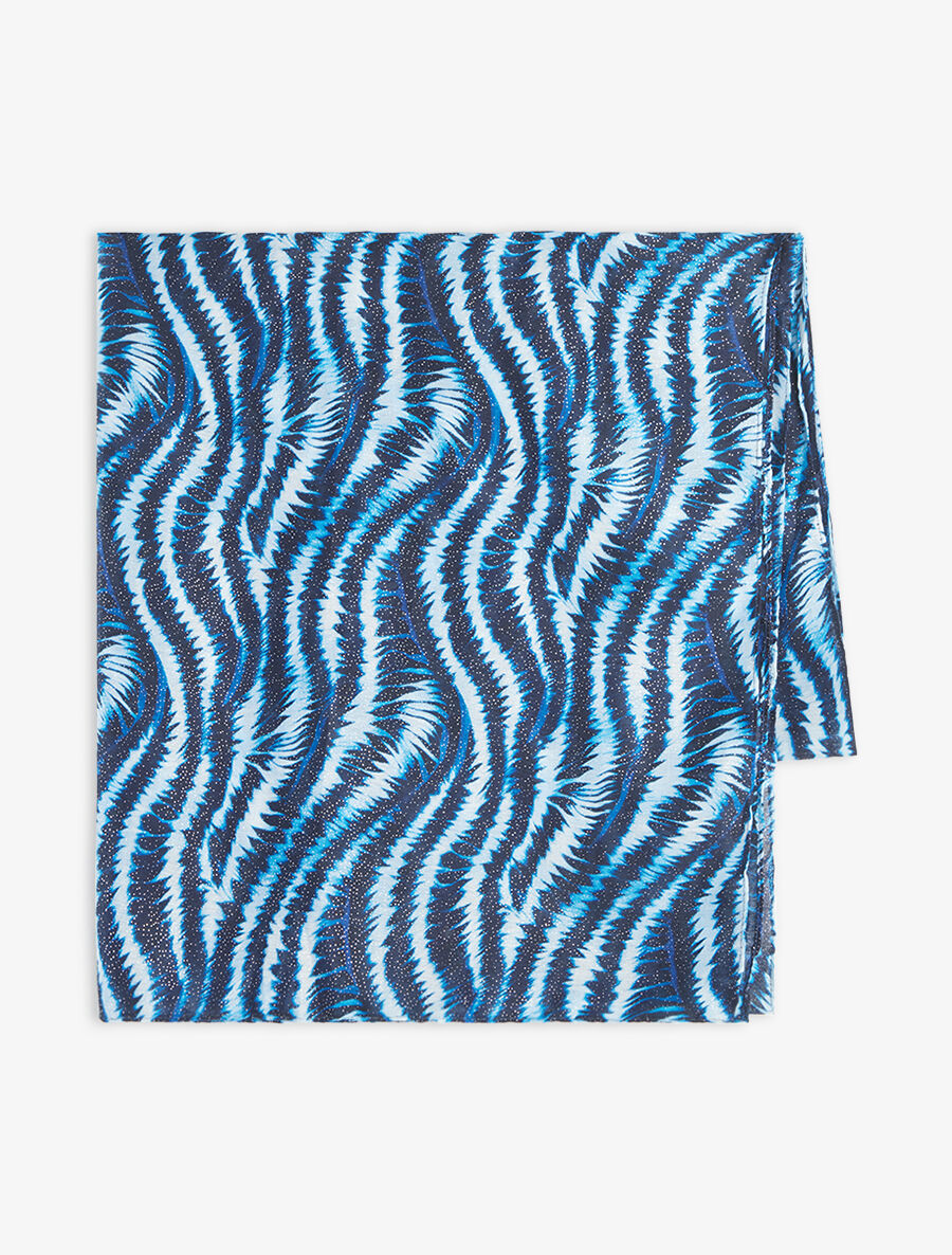 Foulard à imprimé vagues fondus irisées - Bleu - 2