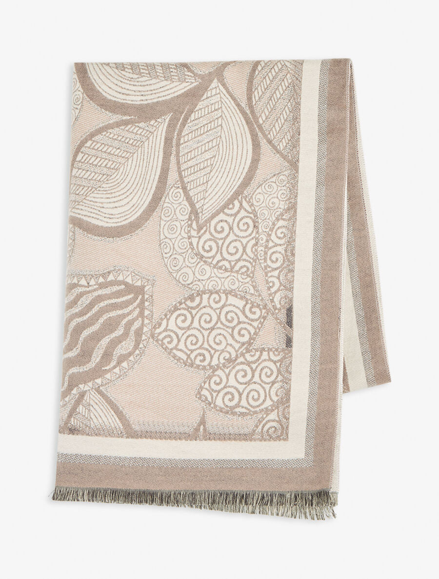 Foulard épais à imprimé plantes tropicales - Taupe - 2