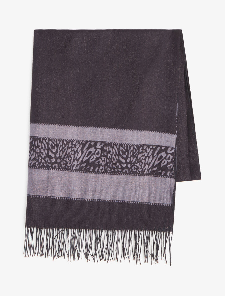 Foulard irisé bandes imprimées - Noir - 2