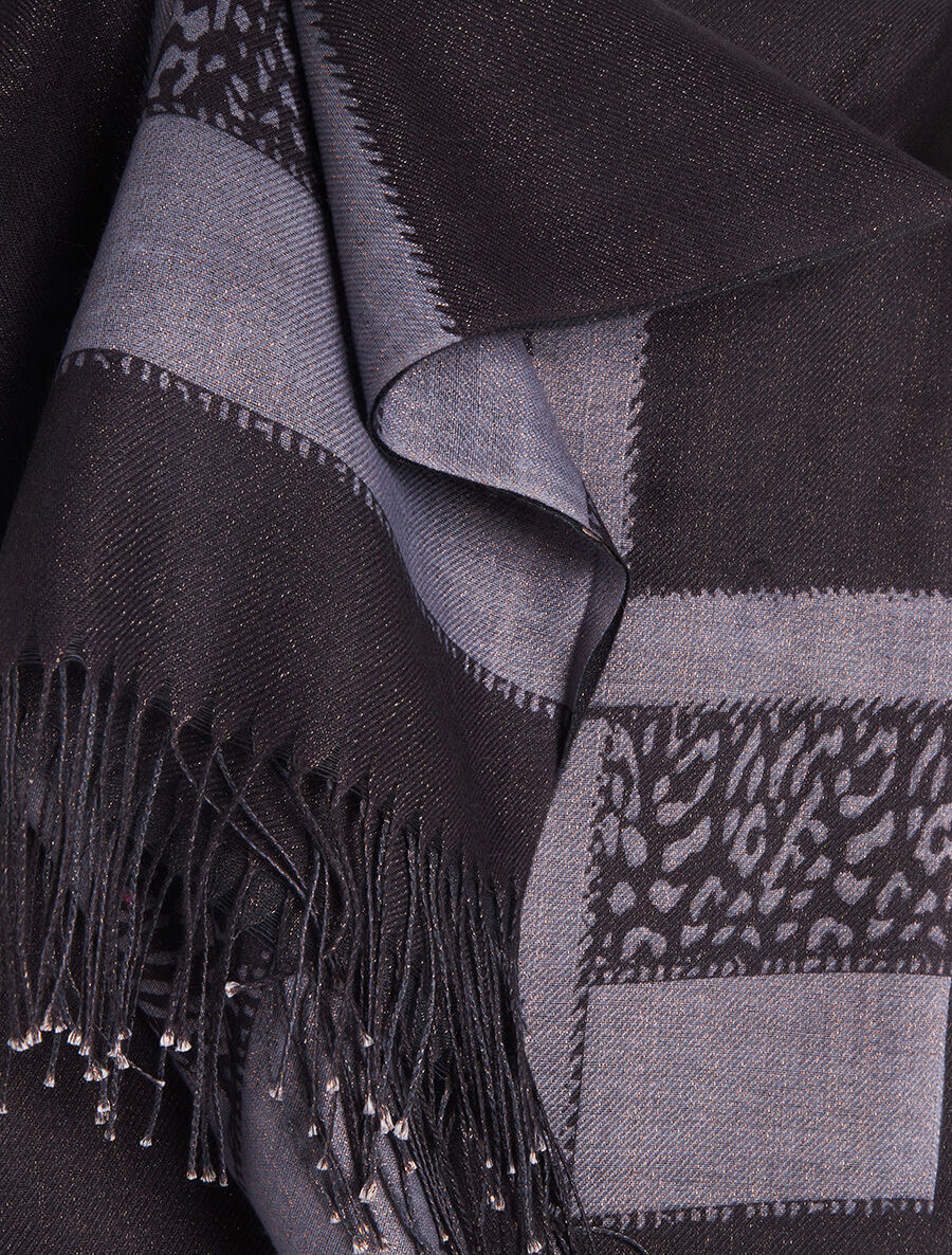 Foulard irisé bandes imprimées - Noir - 3