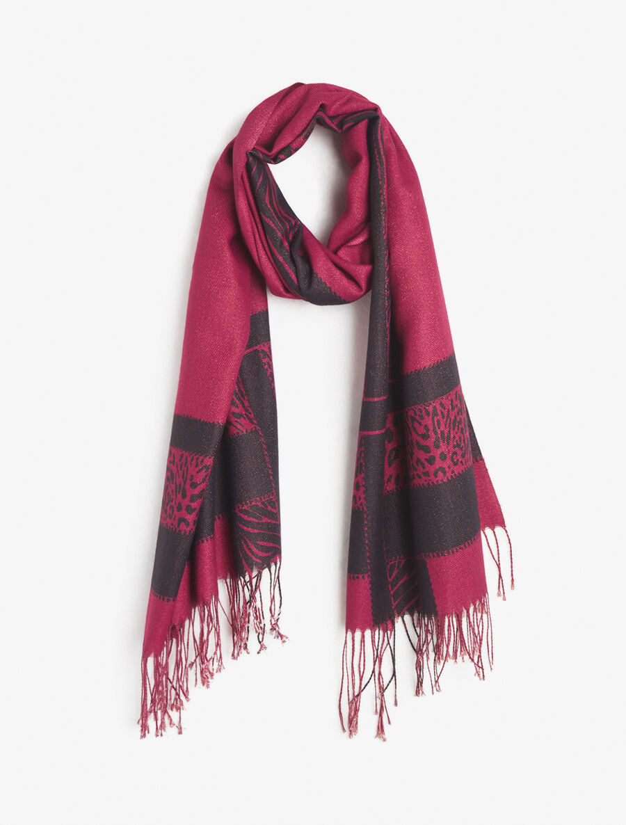 Foulard irisé bandes imprimées - Pourpre - 1