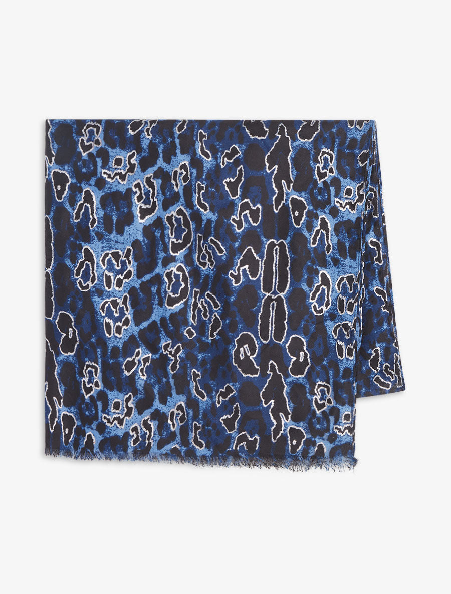 Foulard imprimé léopard irisé - Marine - 2