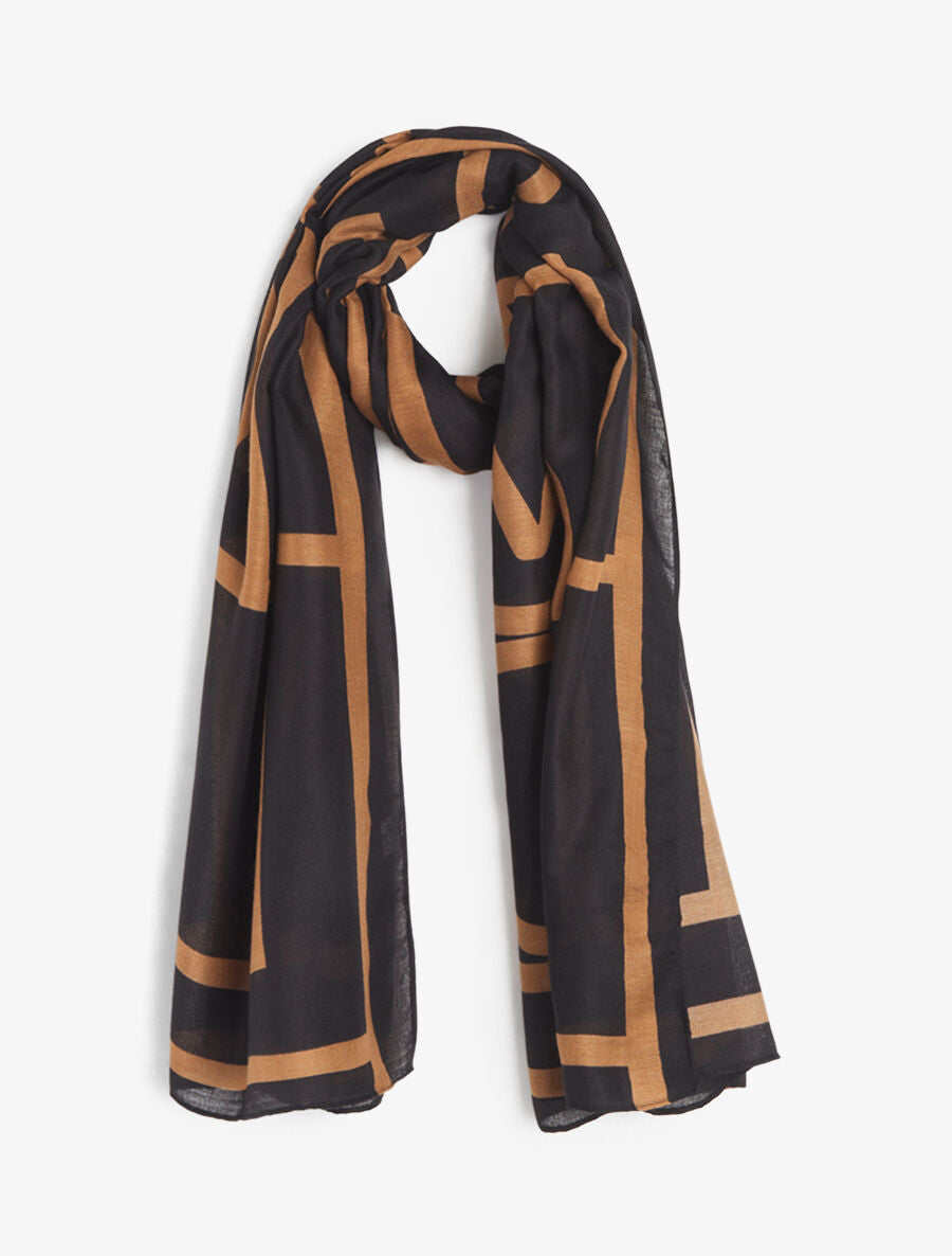 Foulard imprimé graphique - Camel - 1