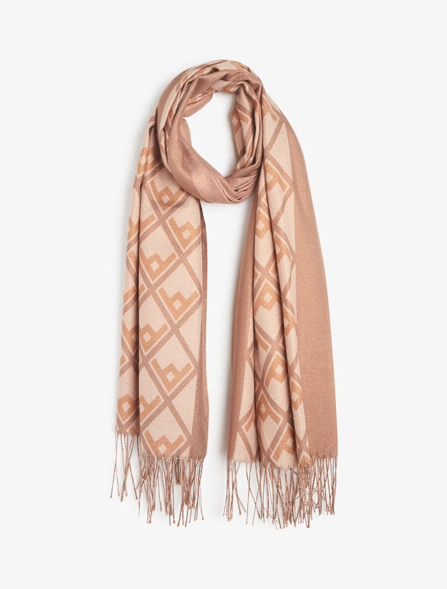 Foulard irisé imprimé losanges stylisés - Camel - 4