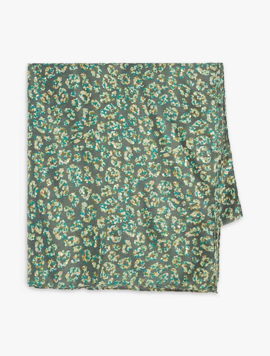 Foulard imprimé fleuri et irisé - Vert - 2