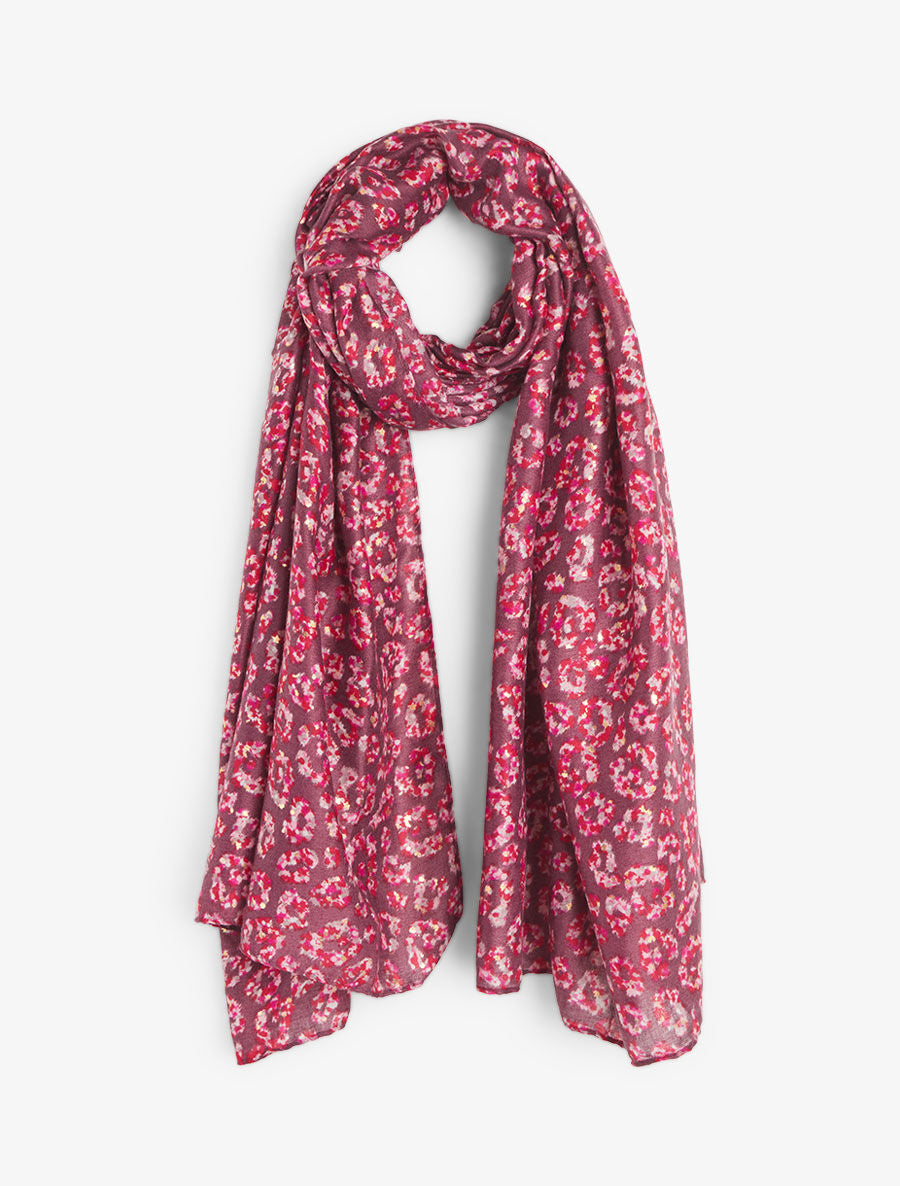 Foulard imprimé fleuri et irisé - Pourpre - 1