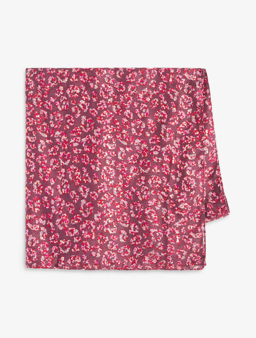 Foulard imprimé fleuri et irisé - Pourpre - 2