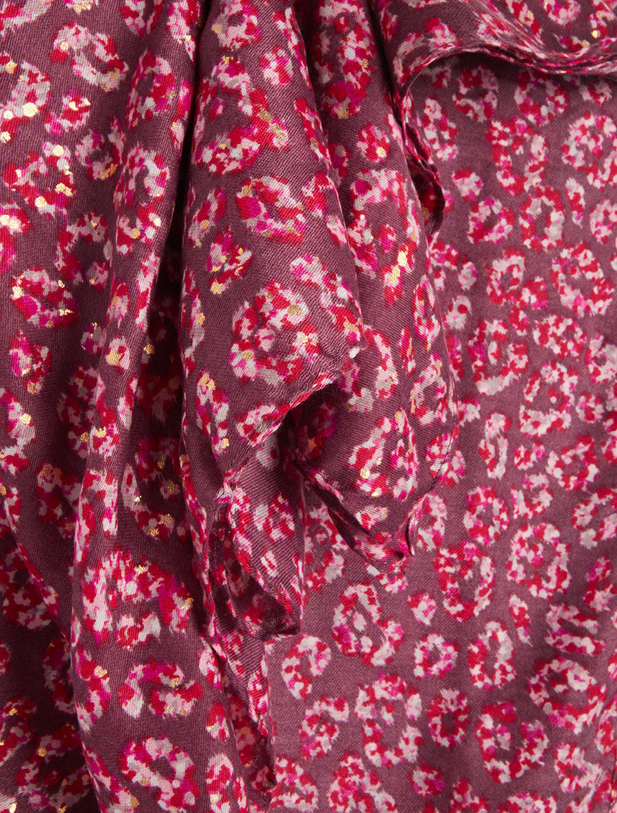 Foulard imprimé fleuri et irisé - Pourpre - 3