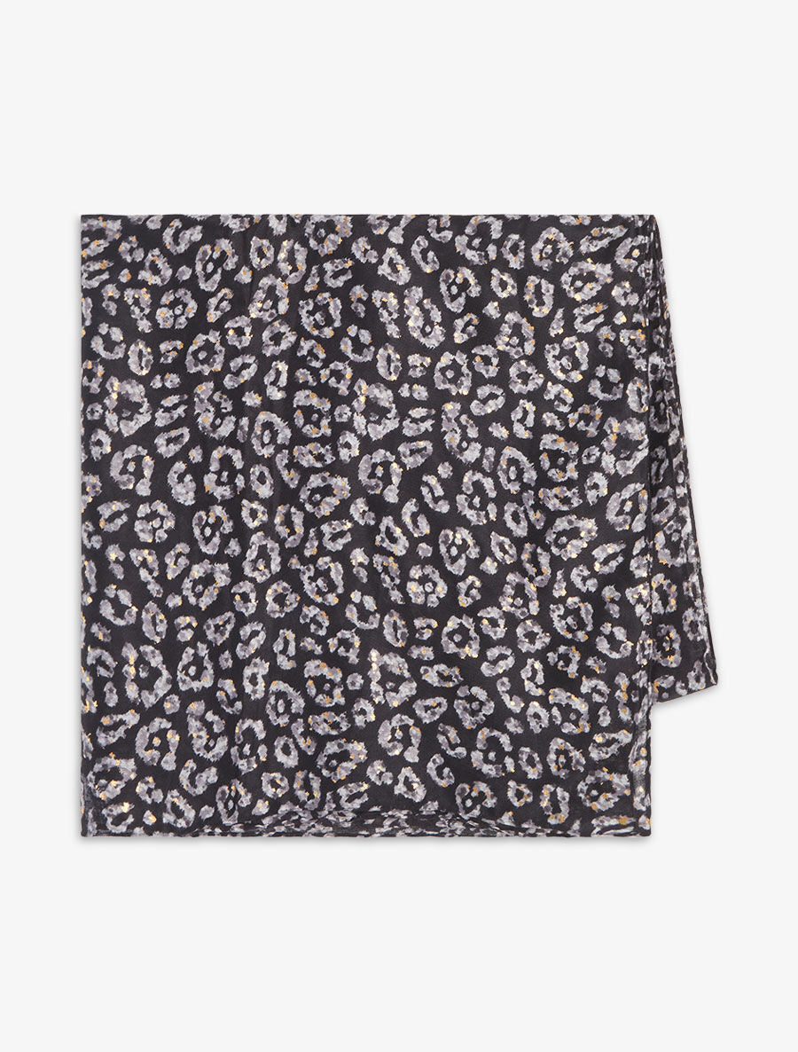Foulard imprimé fleuri et irisé - Noir - 2