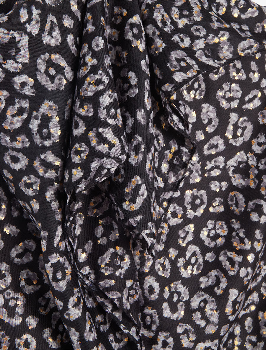 Foulard imprimé fleuri et irisé - Noir - 3