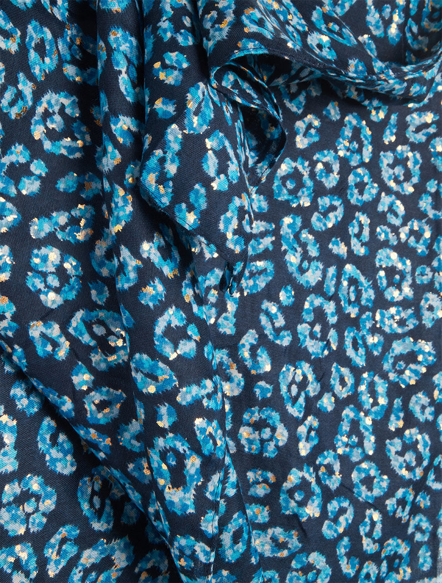 Foulard imprimé fleuri et irisé - Marine - 3