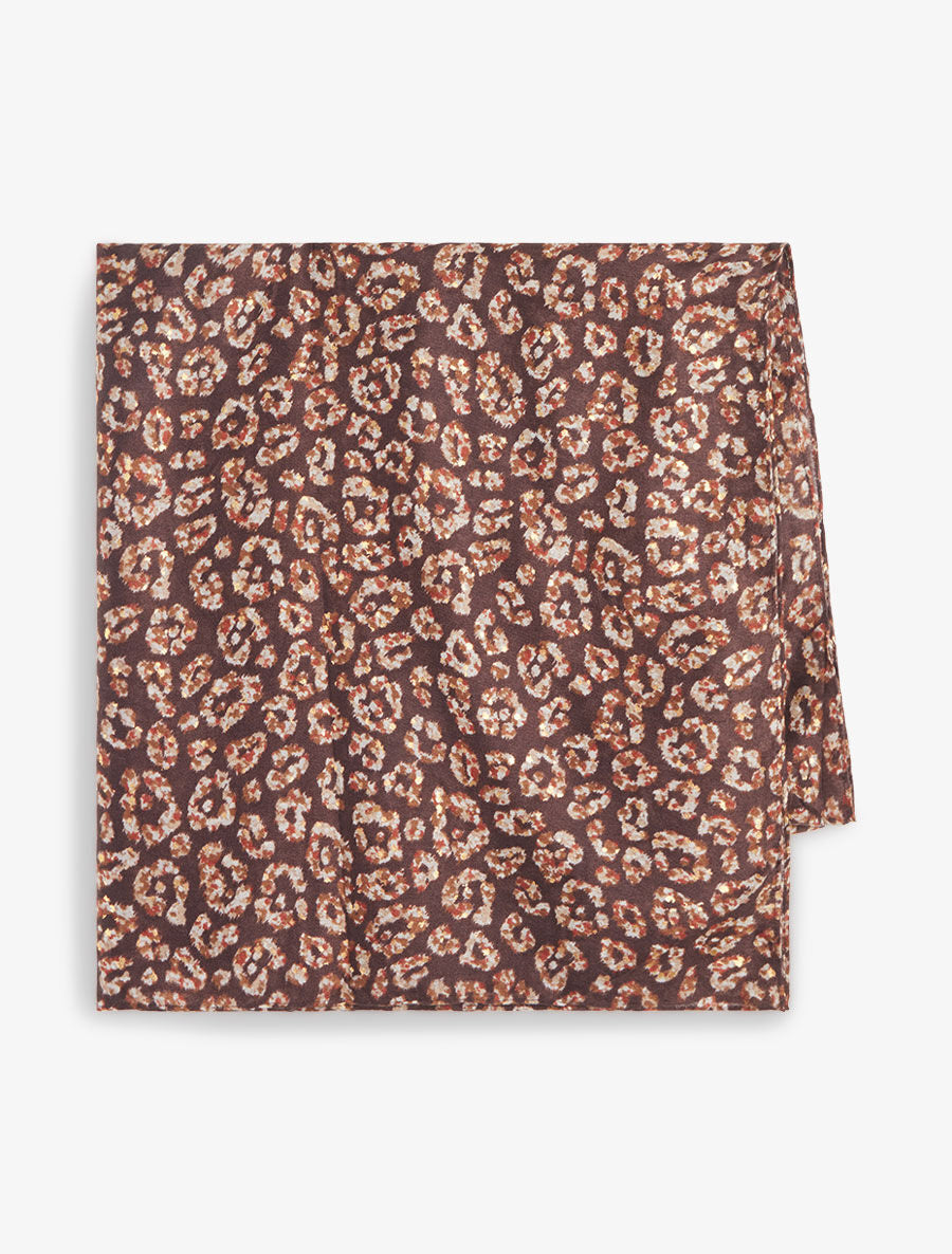 Foulard imprimé fleuri et irisé - Marron - 2