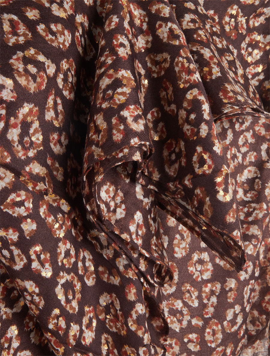 Foulard imprimé fleuri et irisé - Marron - 3