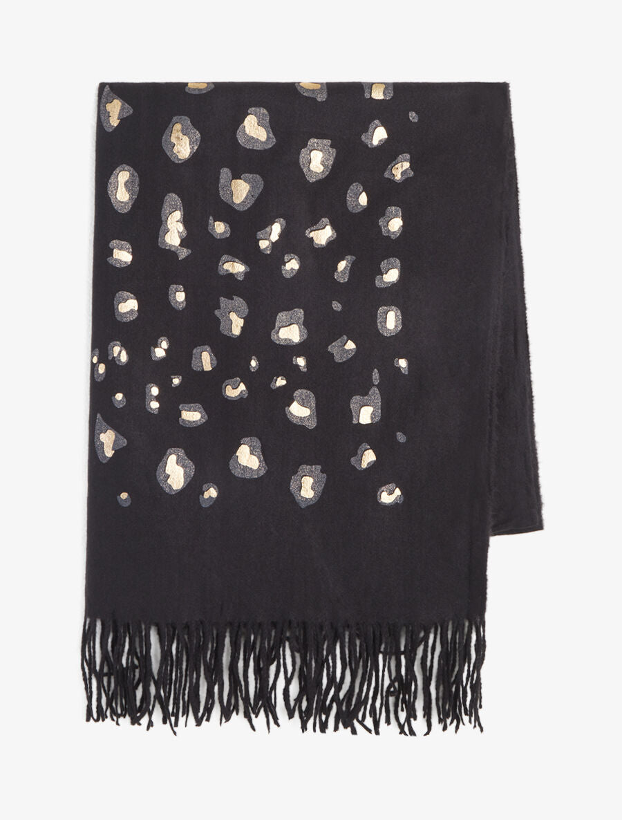 Foulard épais imprimé léopard irisé - Noir - 2