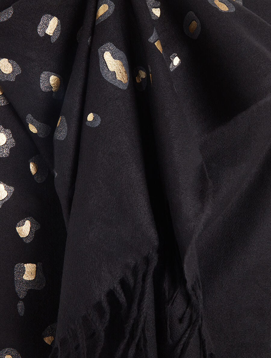 Foulard épais imprimé léopard irisé - Noir - 3