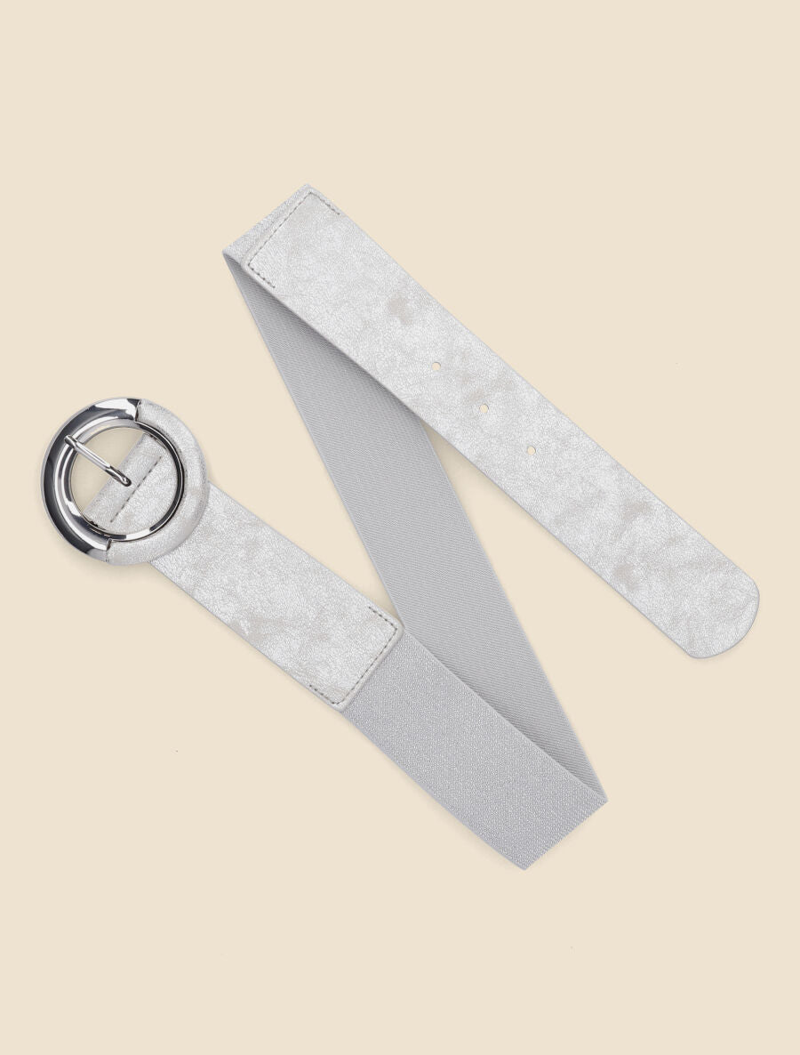 Ceinture élastiquée à boucle ronde - Argent - 3