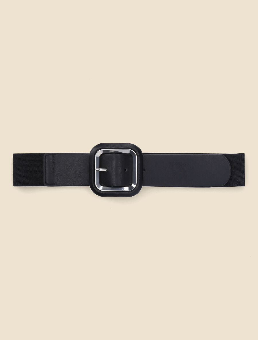 Ceinture à boucle carrée en simili - Noir - 2
