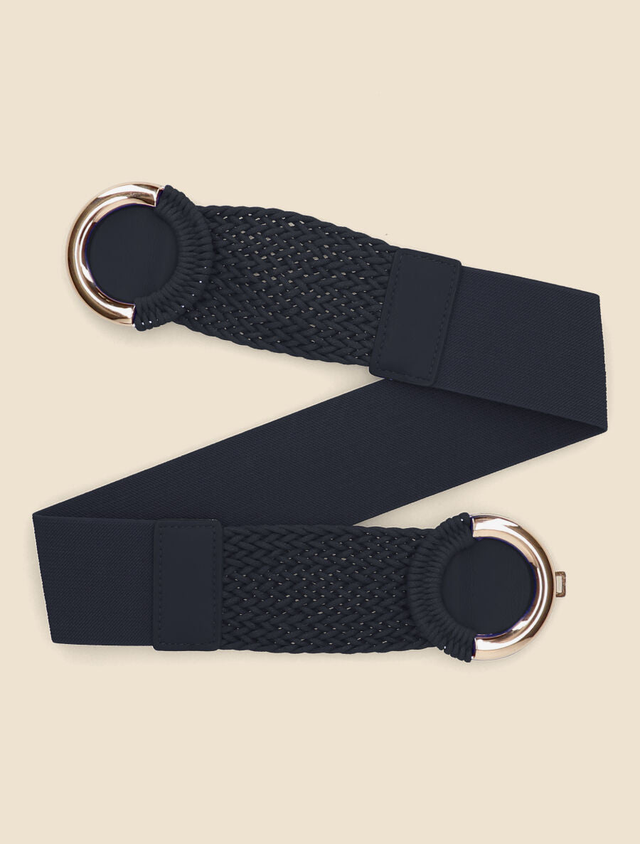 Ceinture macramé à double boucles - Noir - 1
