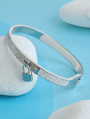 Jonc orné de zircons et cadenas - Argent - 1