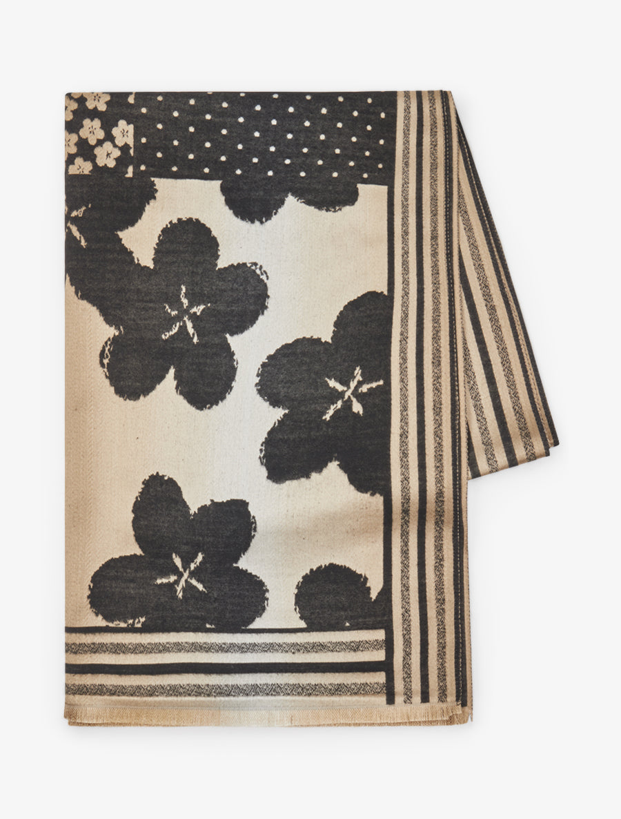 Foulard irisé à imprimé floral - Noir - 2
