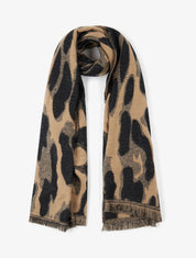 Echarpe duveteux à imprimé frantaisie - Noir - 1