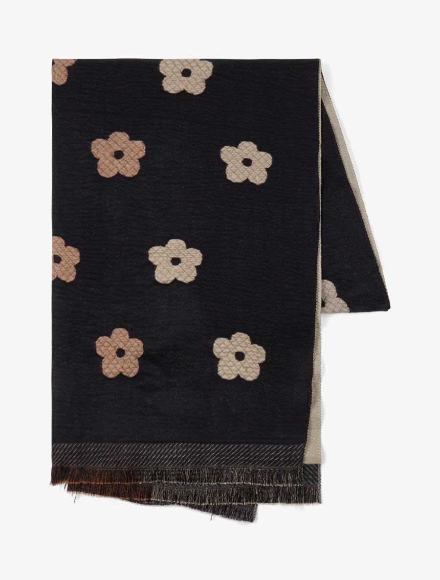 Echarpe à motif fleurs - Noir - 2