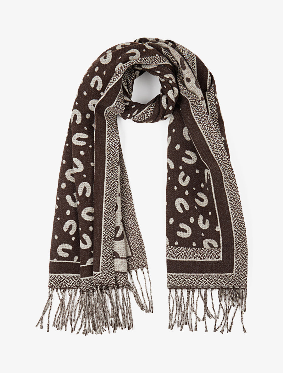 Echarpe à imprimé fer à cheval - Marron - 1