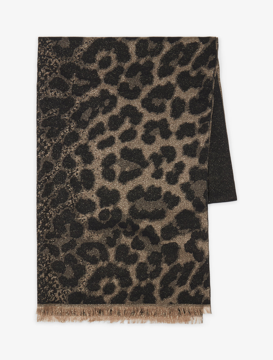 Foulard à imprimé léopard irisé - Noir - 2