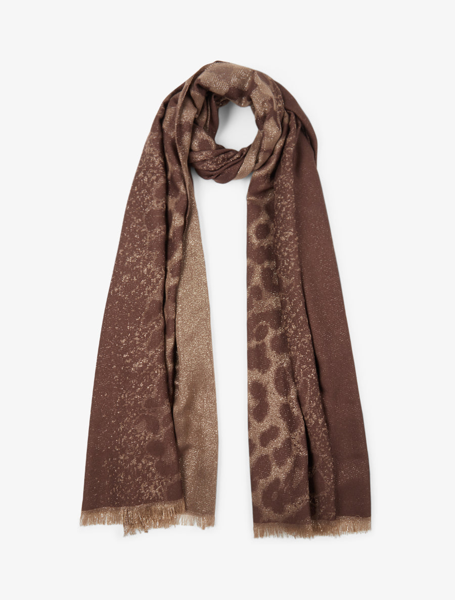 Foulard à imprimé léopard irisé - Marron - 1