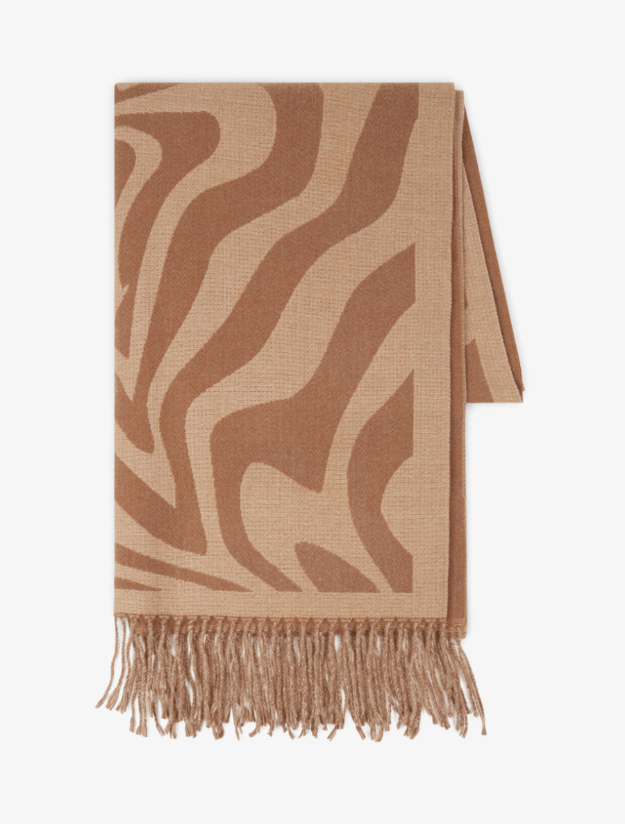 Echarpe à imprimé coeurs concentriques - Camel - 2