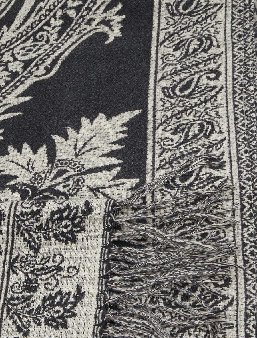 Echarpe imprimé cachemire à frange - Noir - 3