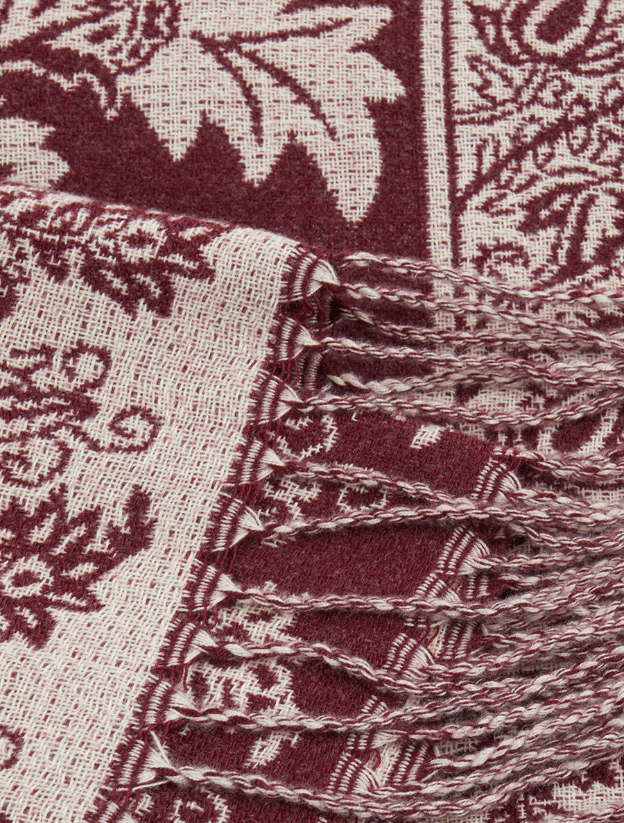 Echarpe imprimé cachemire à frange - Prune - 3