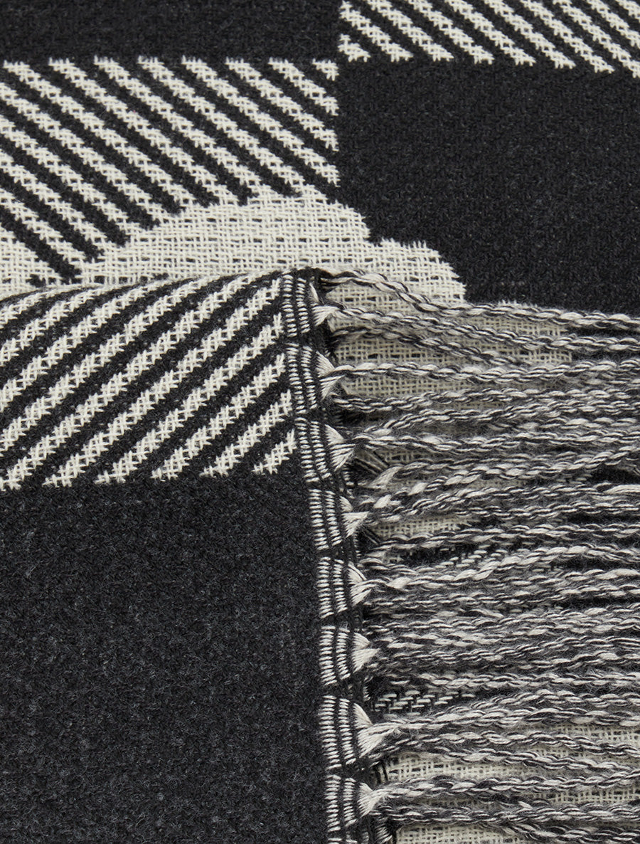 Echarpe à carreaux et fleurs - Noir - 3