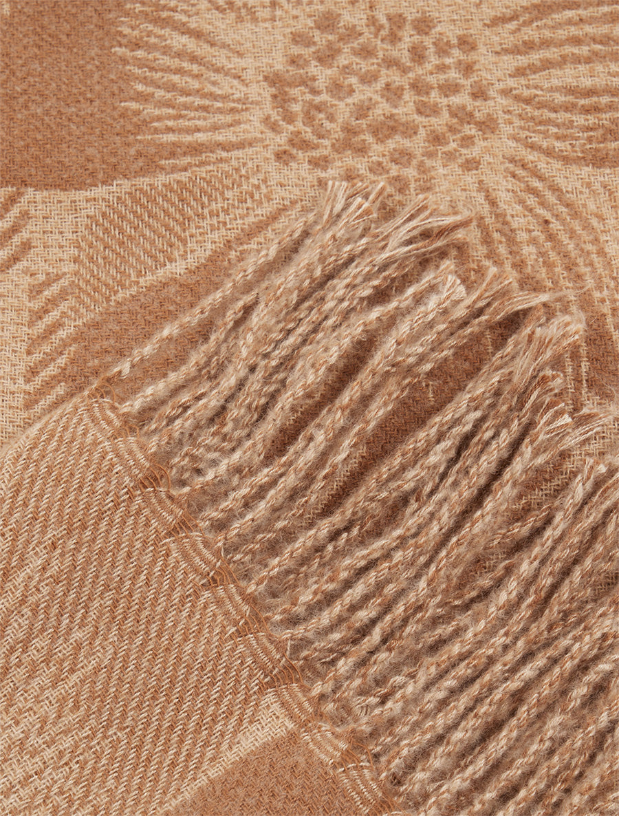 Echarpe à carreaux et fleurs - Camel - 3