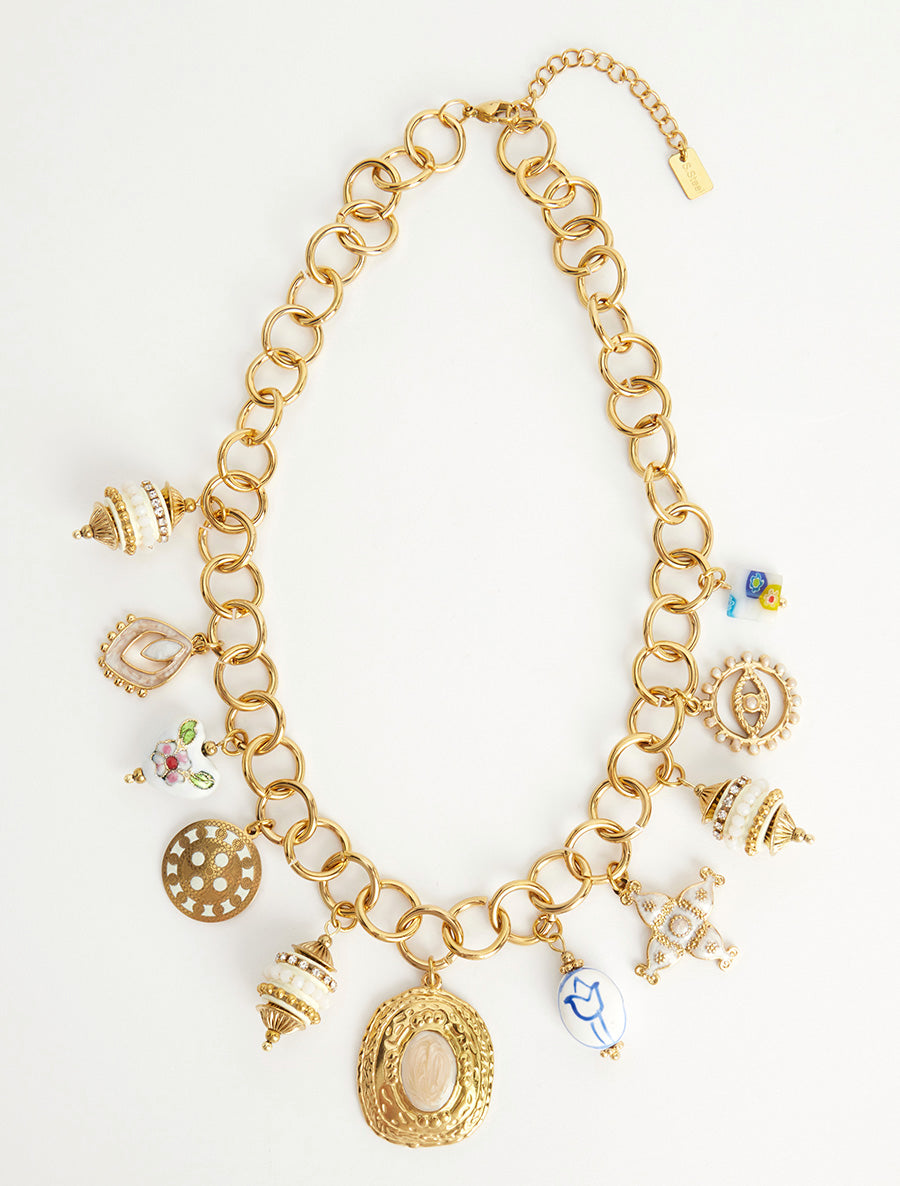 Collier à breloques fantaisies - Beige - 2