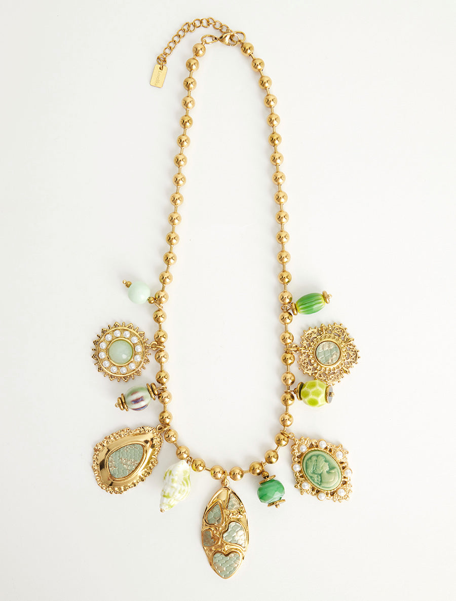 Collier à breloques en maille boule - Vert - 2