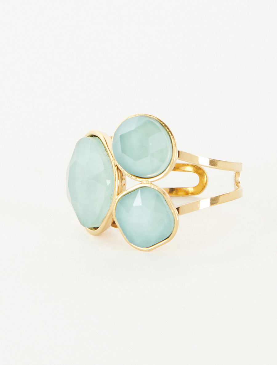 Bague ornée de trois pierres - Vert d&
