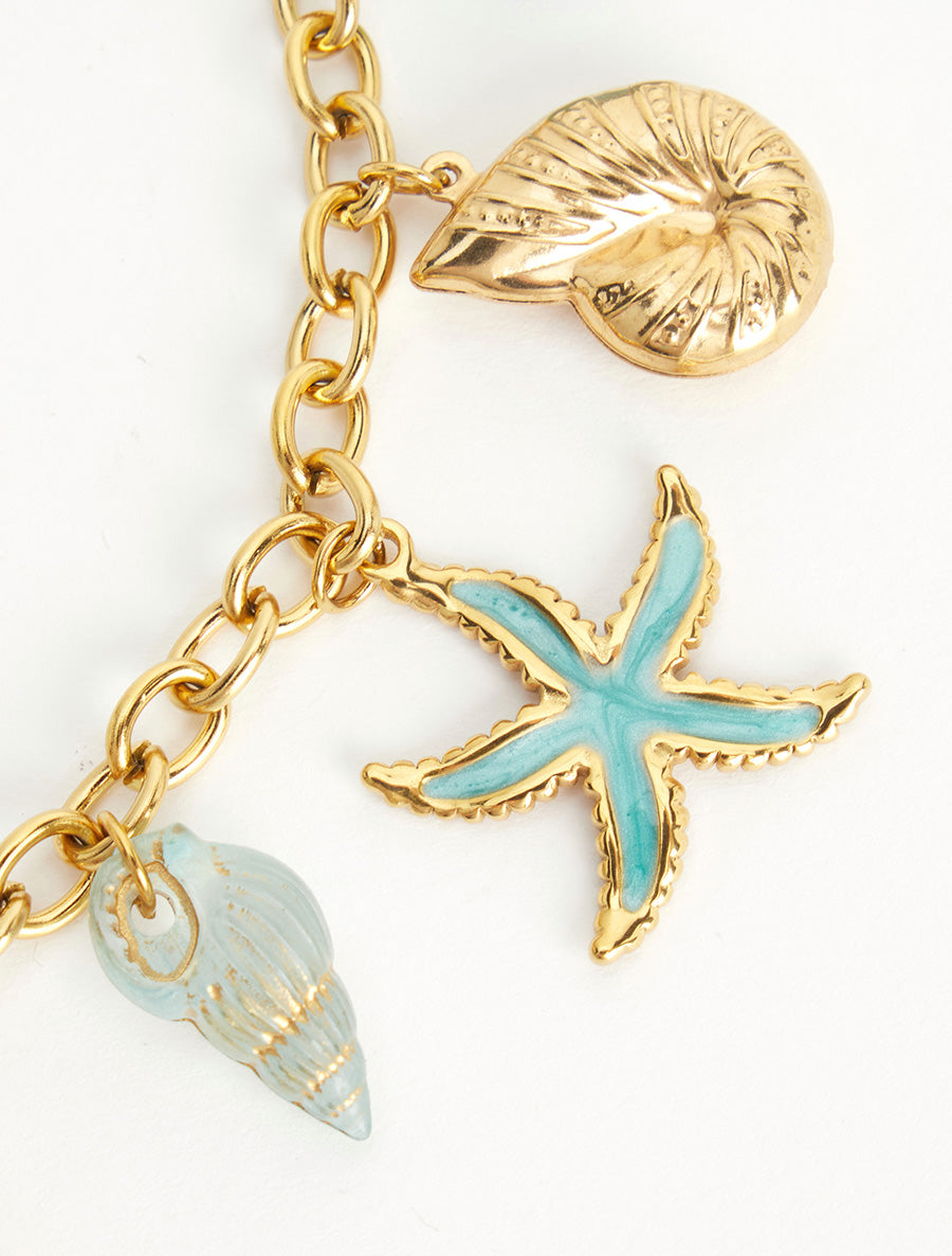 Collier fantaisie à motif marins et coeur - Turquoise - 3