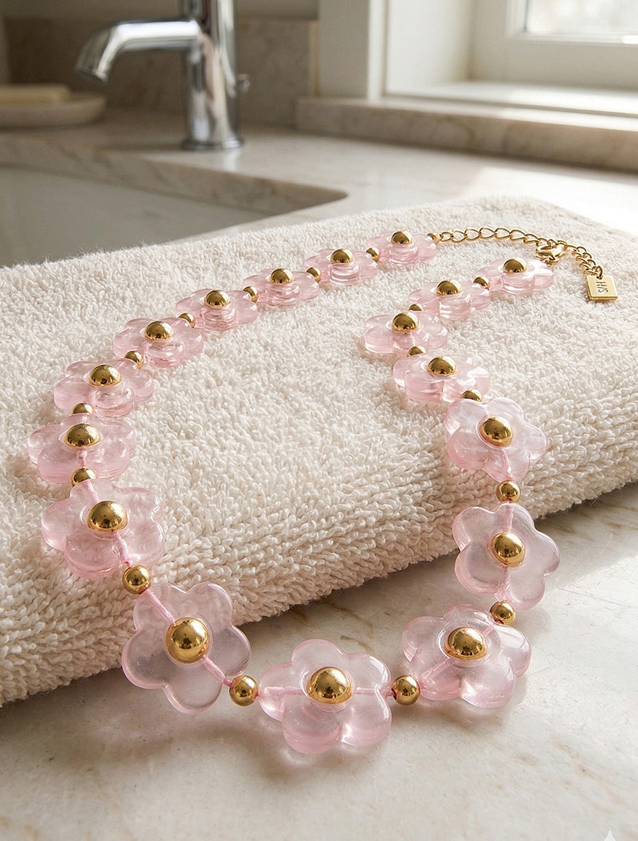 Collier motif floral - Rose - 1