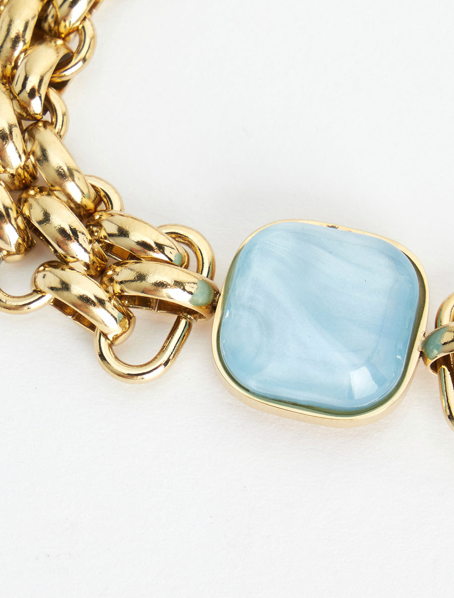 Bracelet en maille fantaisie à empiècement en résine - Bleu - 3