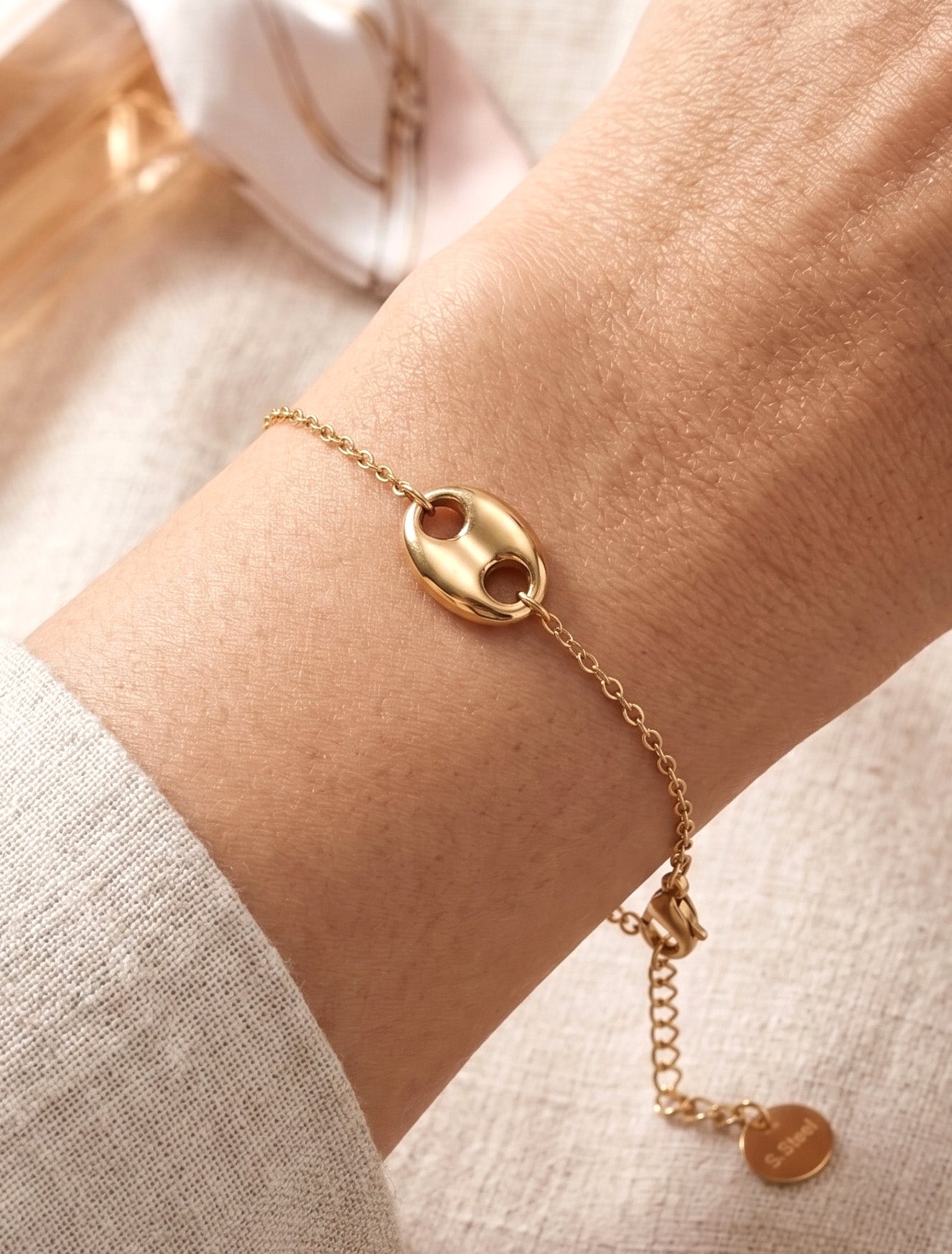 Bracelet à maillon grain de café - Or - 1