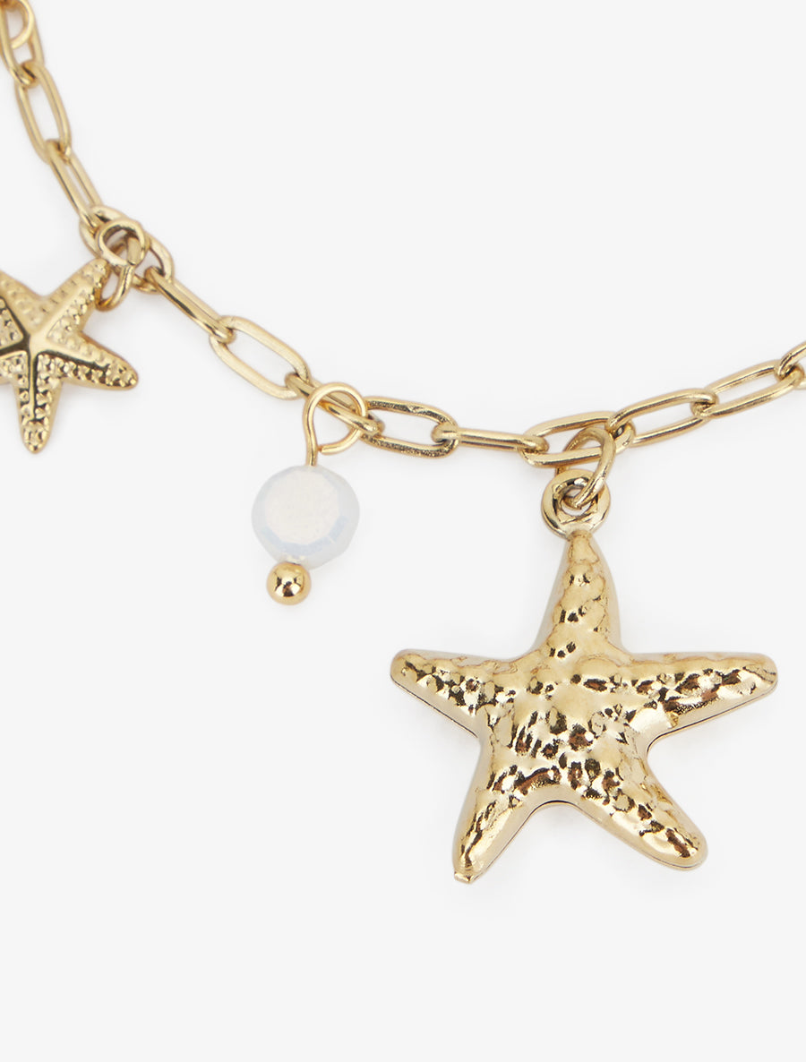Bracelet à charms étoiles de mer et pierres colorées - Blanc - 3