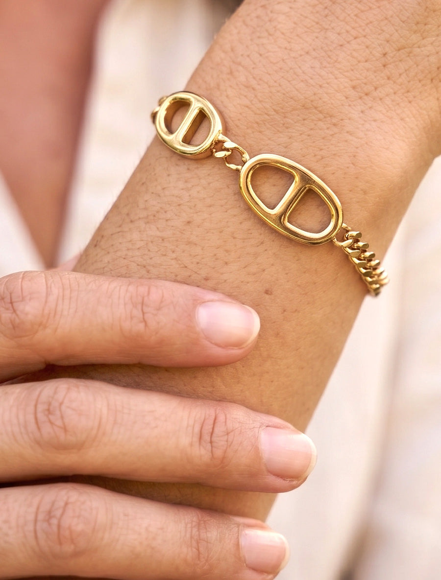 Bracelet en maille gourmette et style marin - Or - 1