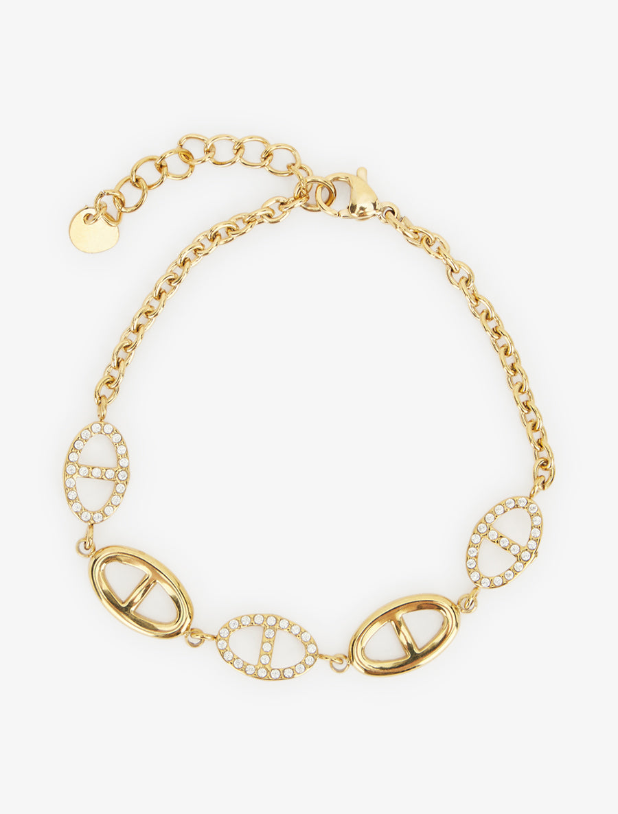 Bracelet maillons marins ornés de zircons blancs - Or - 2