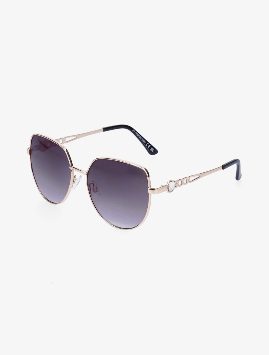 Lunettes de soleil rondes oversize - Noir/or - 1