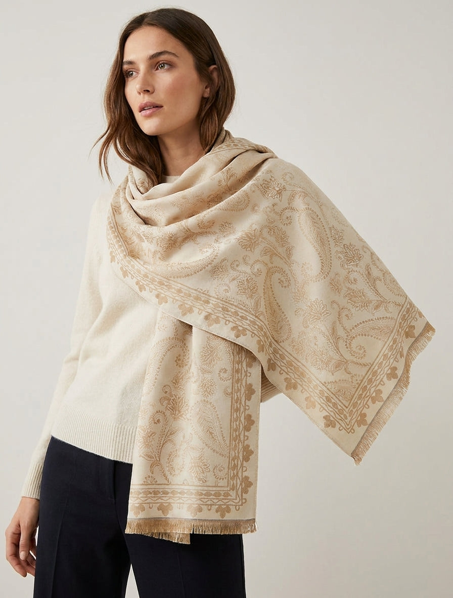 Echarpe à imprimé cachemire - Beige