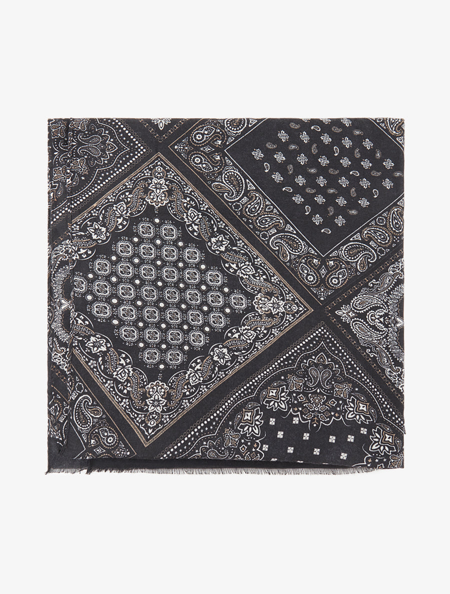 Echarpe imprimé bandana en coton mélangé - Noir - 2