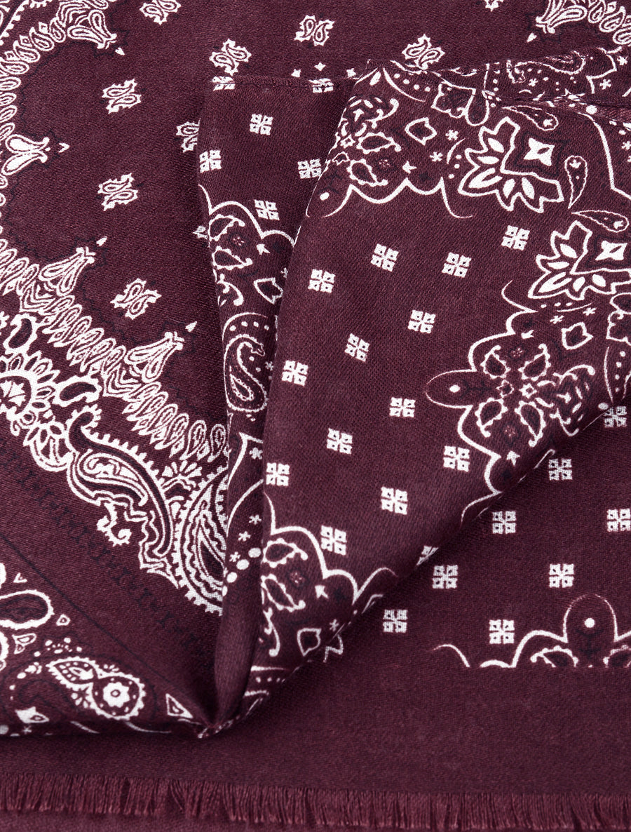Echarpe imprimé bandana en coton mélangé - Lie de vin - 3