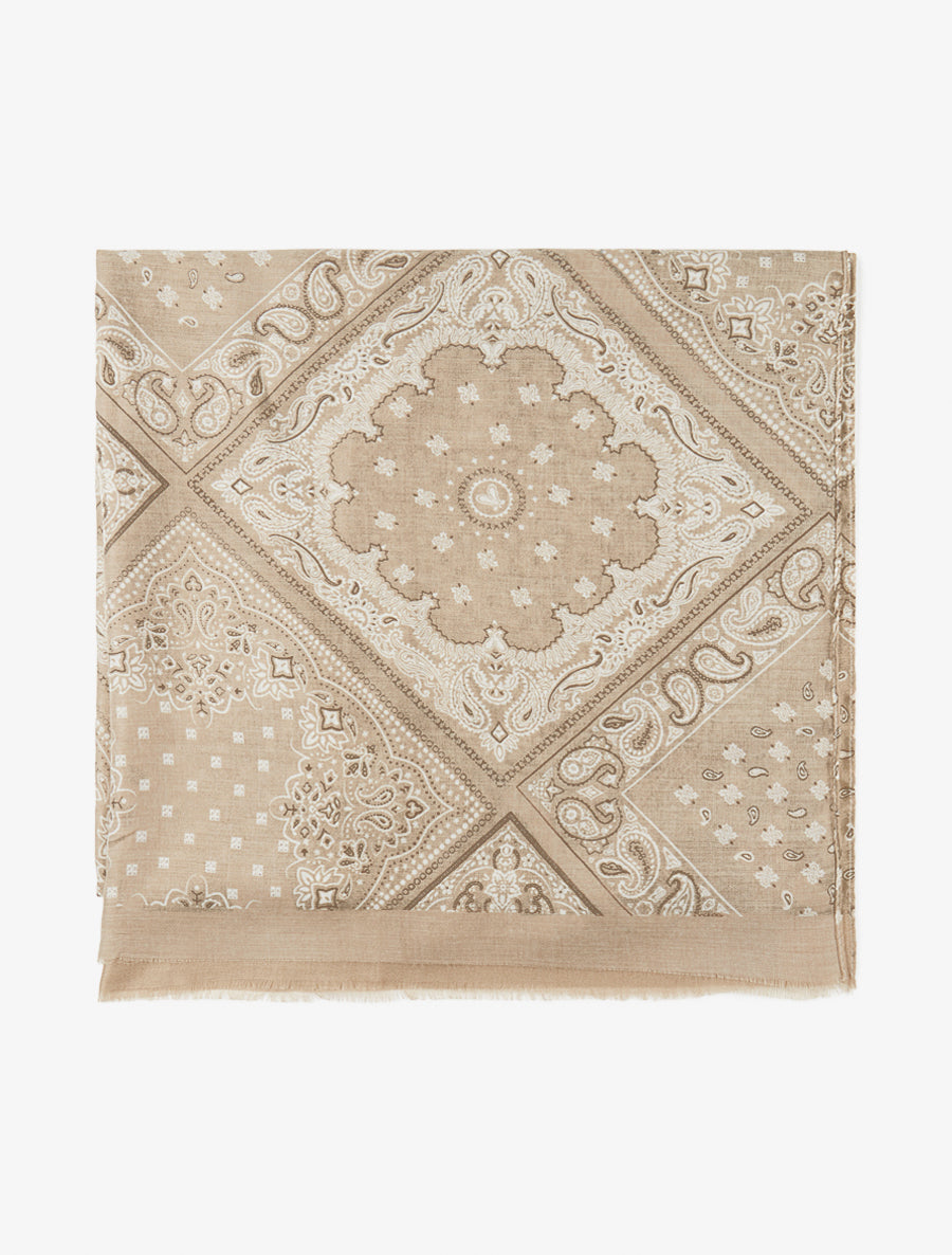 Echarpe imprimé bandana en coton mélangé - Beige - 2